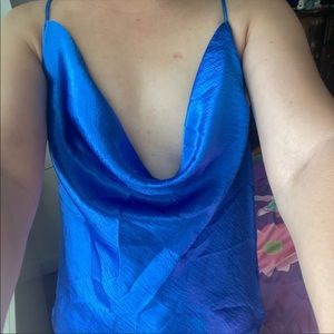 Express Silky blue dressy party top